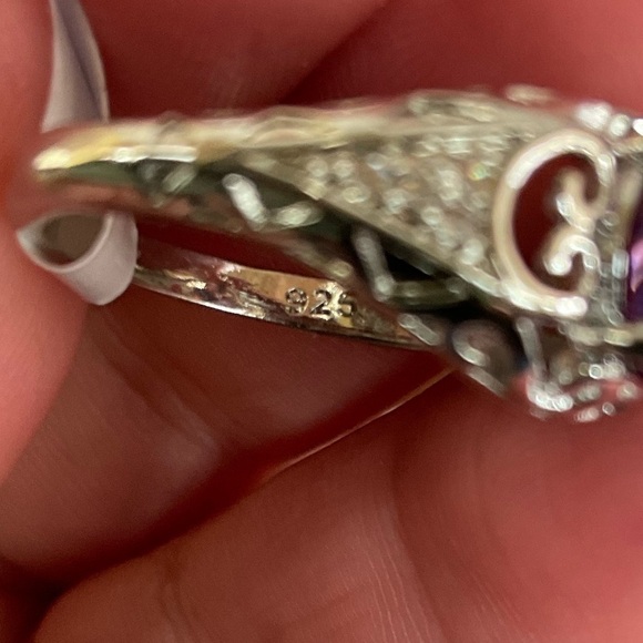 925 Sterling Silver Gemstone  Amethyst Dainty Ring - Picture 7 of 13